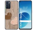 Funda Silicona para Oppo Reno 6 5G diseño Corazones Madera Dibujos
