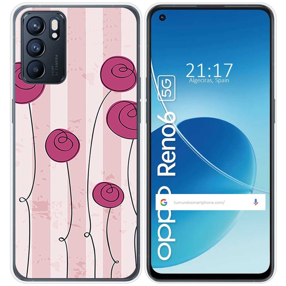 Funda Silicona para Oppo Reno 6 5G diseño Flores Vintage Dibujos