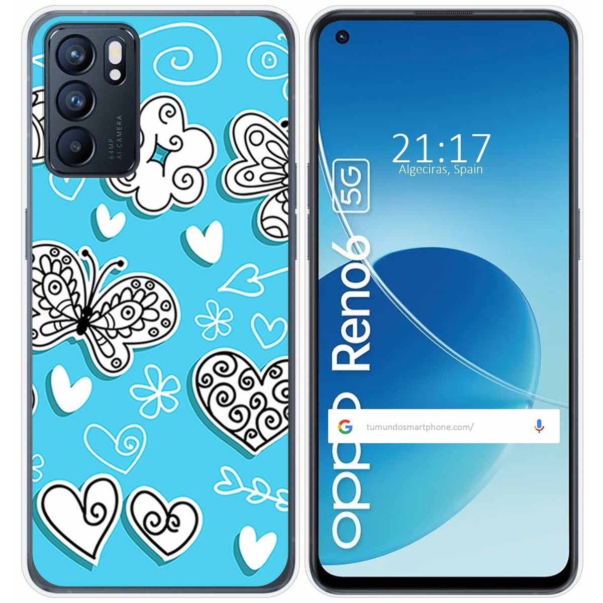 Funda Silicona para Oppo Reno 6 5G diseño Mariposas Dibujos
