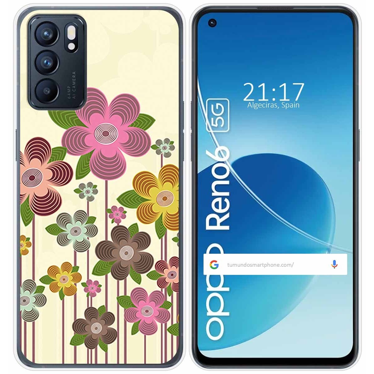 Funda Silicona para Oppo Reno 6 5G diseño Primavera En Flor Dibujos