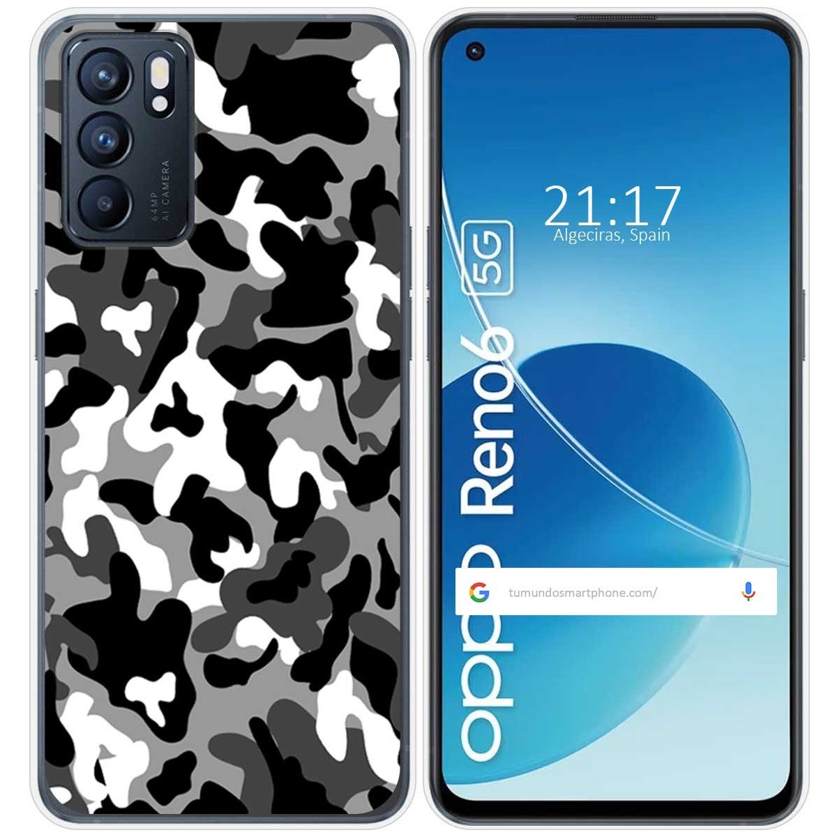 Funda Silicona para Oppo Reno 6 5G diseño Snow Camuflaje Dibujos