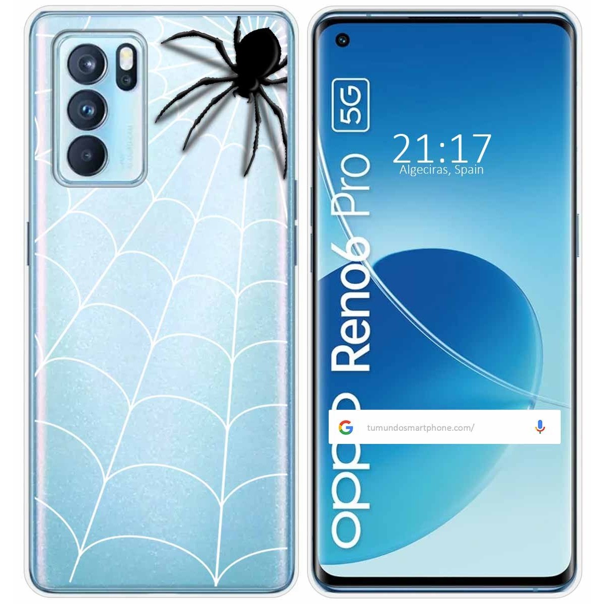 Funda Silicona Transparente para Oppo Reno 6 Pro 5G diseño Araña Dibujos