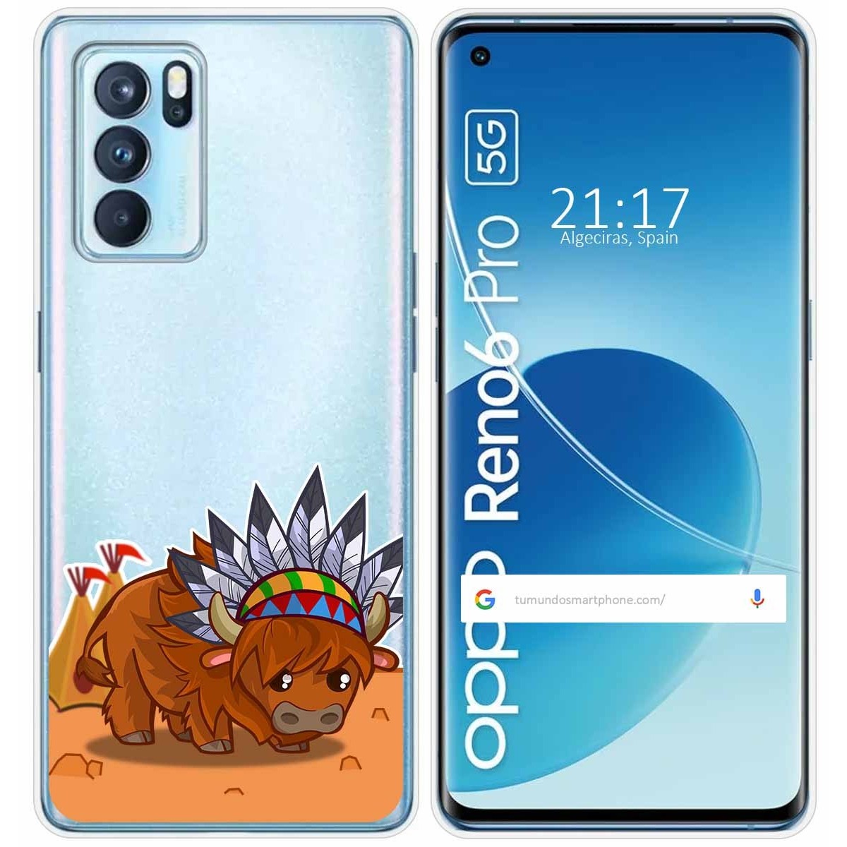 Funda Silicona Transparente para Oppo Reno 6 Pro 5G diseño Bufalo Dibujos