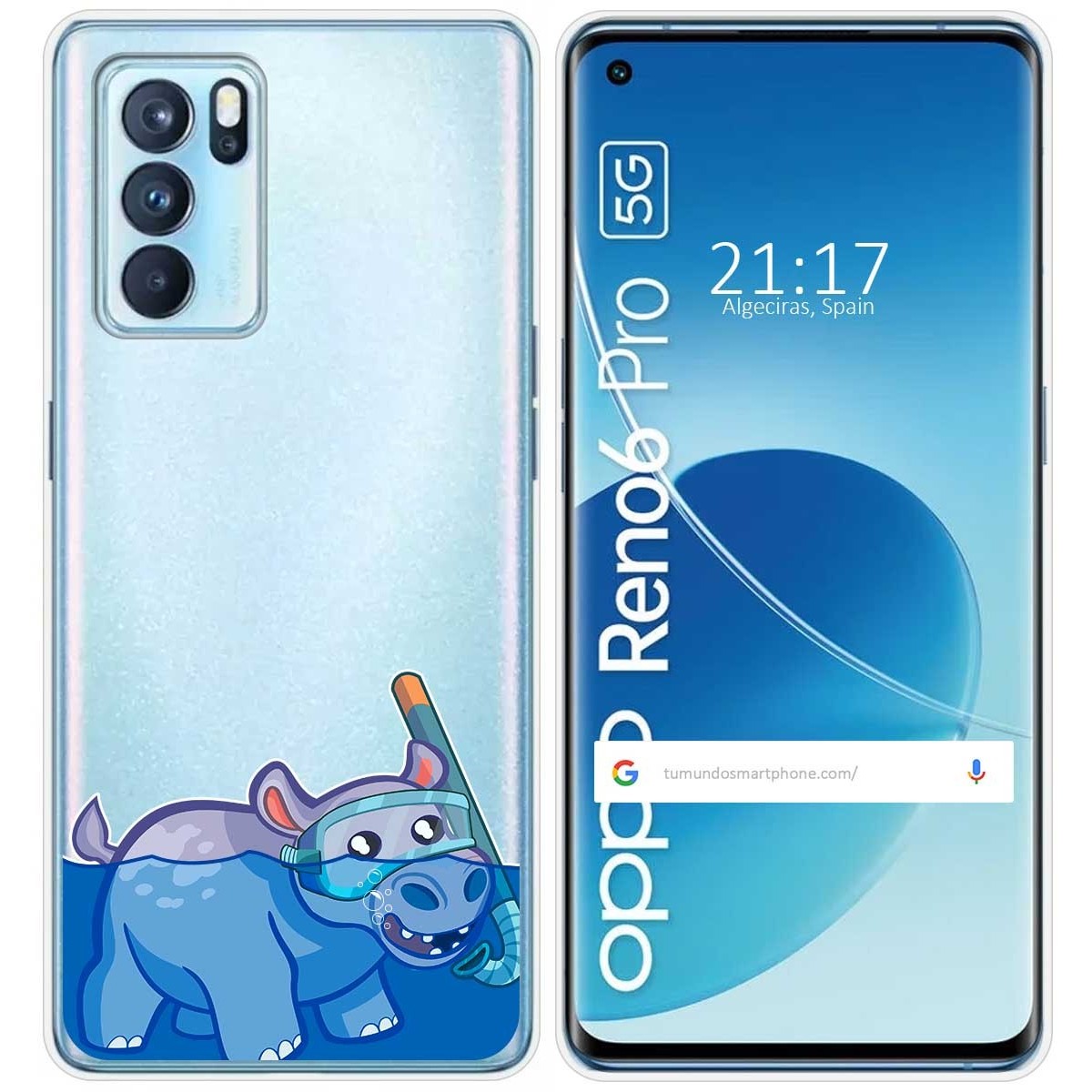 Funda Silicona Transparente para Oppo Reno 6 Pro 5G diseño Hipo Dibujos