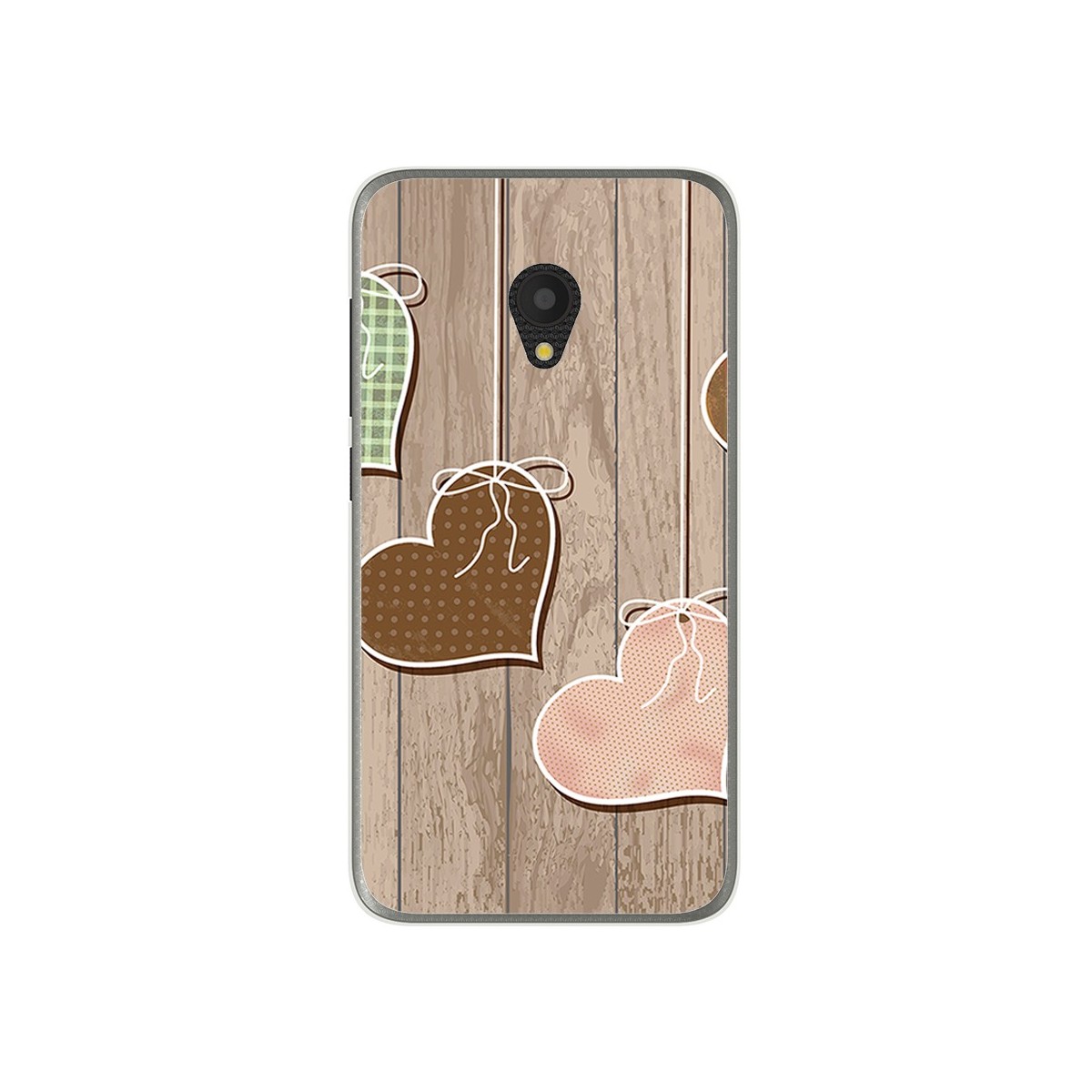 Funda Gel Tpu para Alcatel U5 (4G) / Orange Rise 52 Diseño Corazones Madera Dibujos