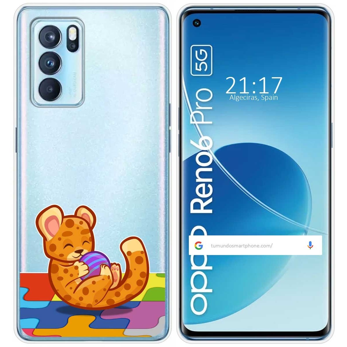 Funda Silicona Transparente para Oppo Reno 6 Pro 5G diseño Leopardo Dibujos