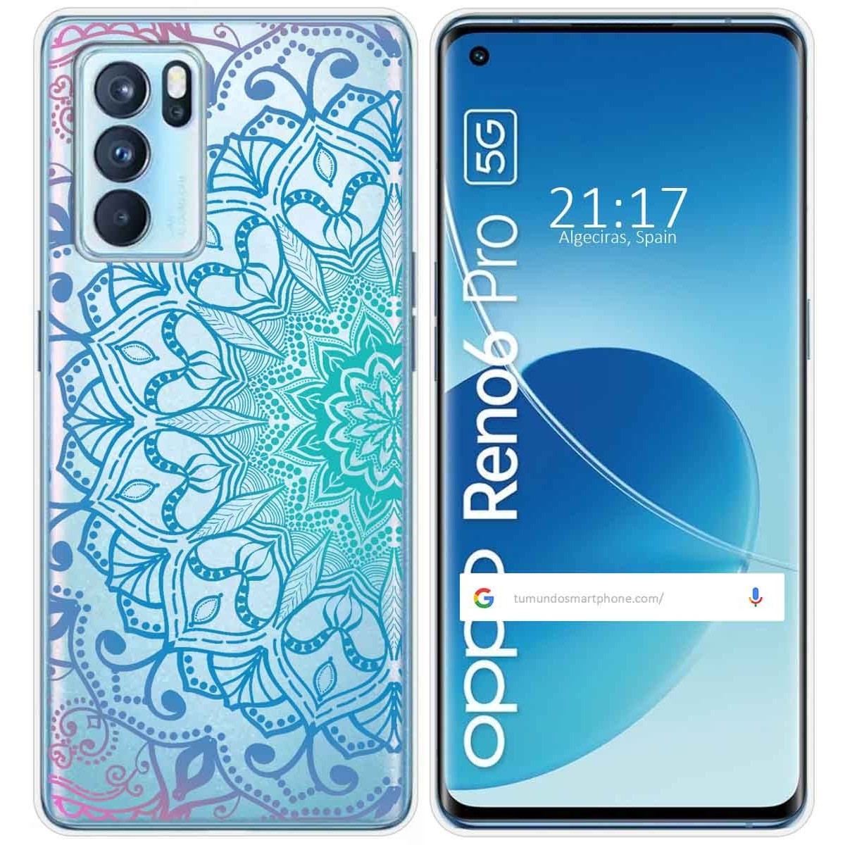 Funda Silicona Transparente para Oppo Reno 6 Pro 5G diseño Mandala Dibujos