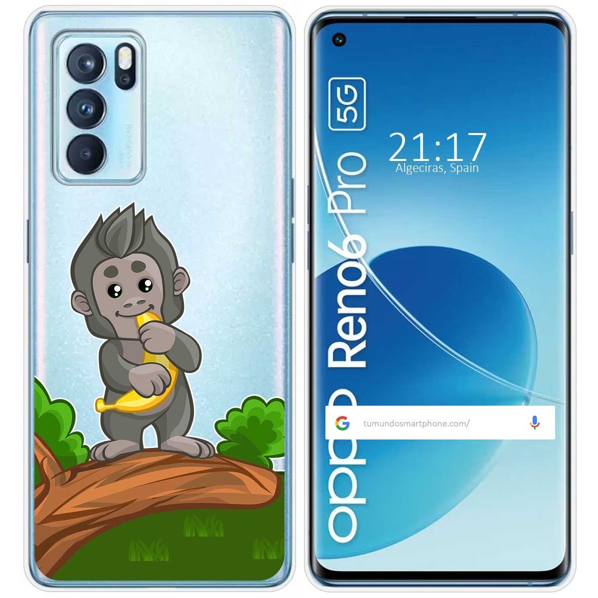 Funda Silicona Transparente para Oppo Reno 6 Pro 5G diseño Mono Dibujos