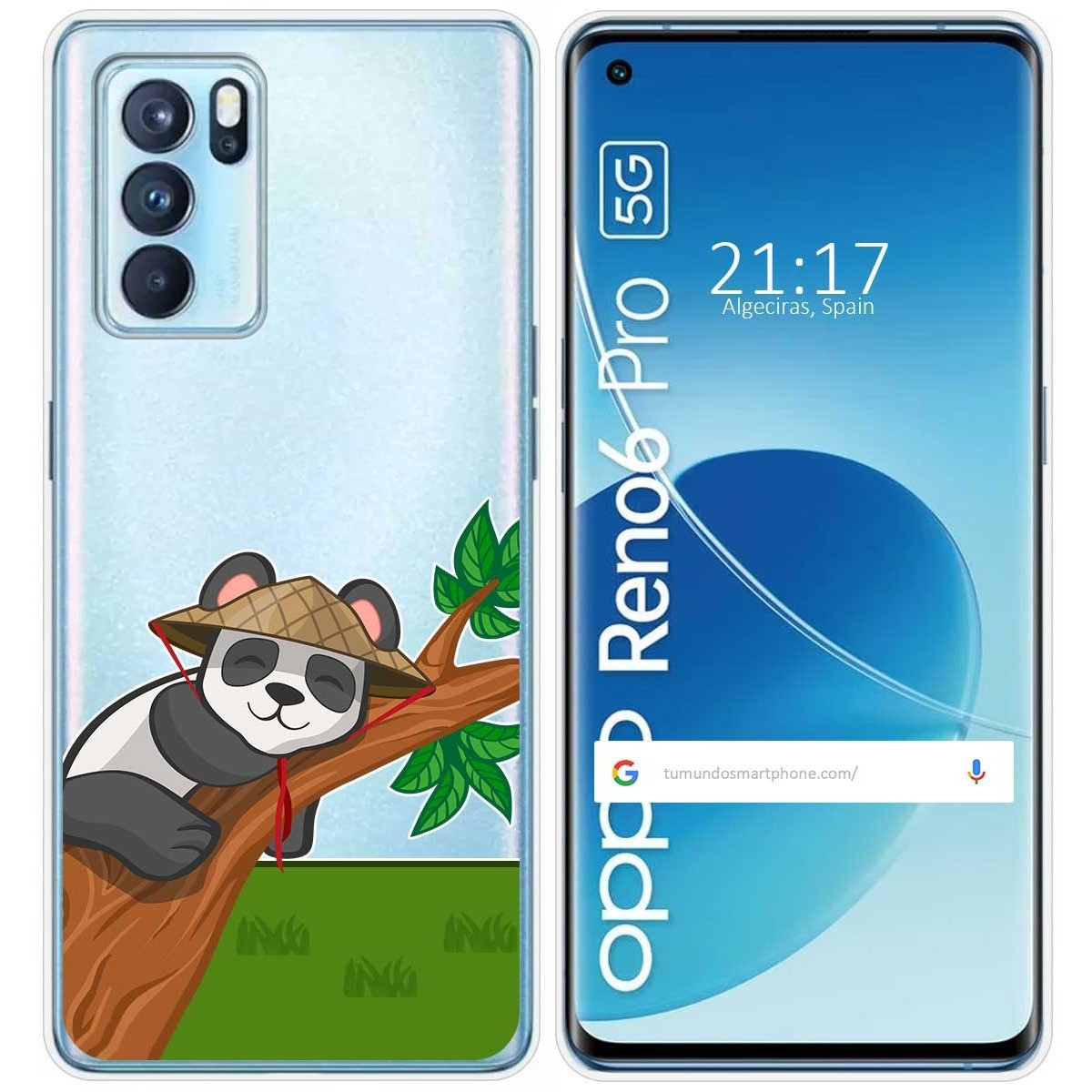 Funda Silicona Transparente para Oppo Reno 6 Pro 5G diseño Panda Dibujos