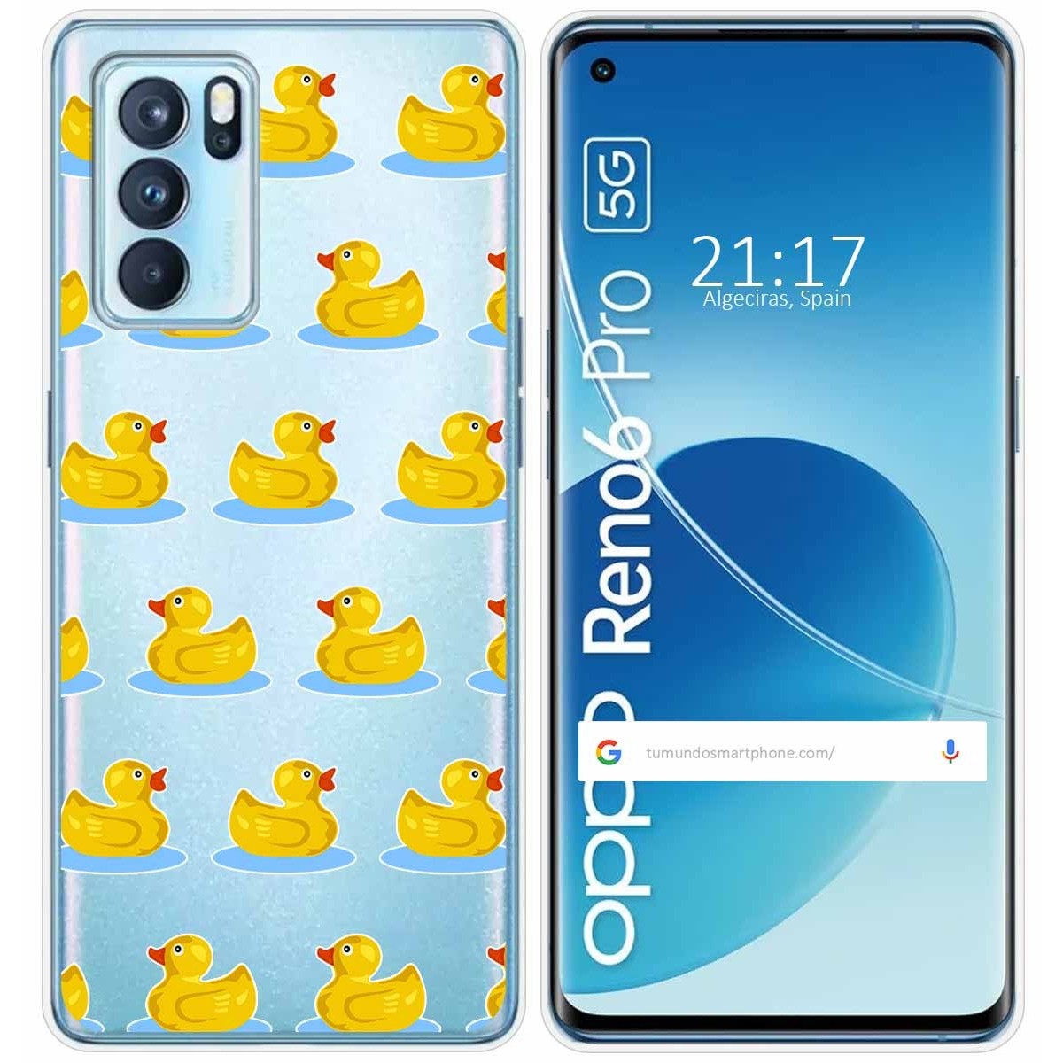 Funda Silicona Transparente para Oppo Reno 6 Pro 5G diseño Pato Dibujos