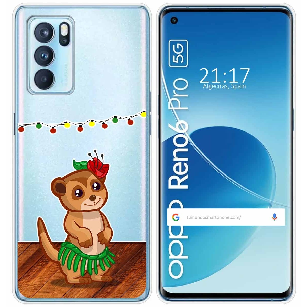 Funda Silicona Transparente para Oppo Reno 6 Pro 5G diseño Suricata Dibujos