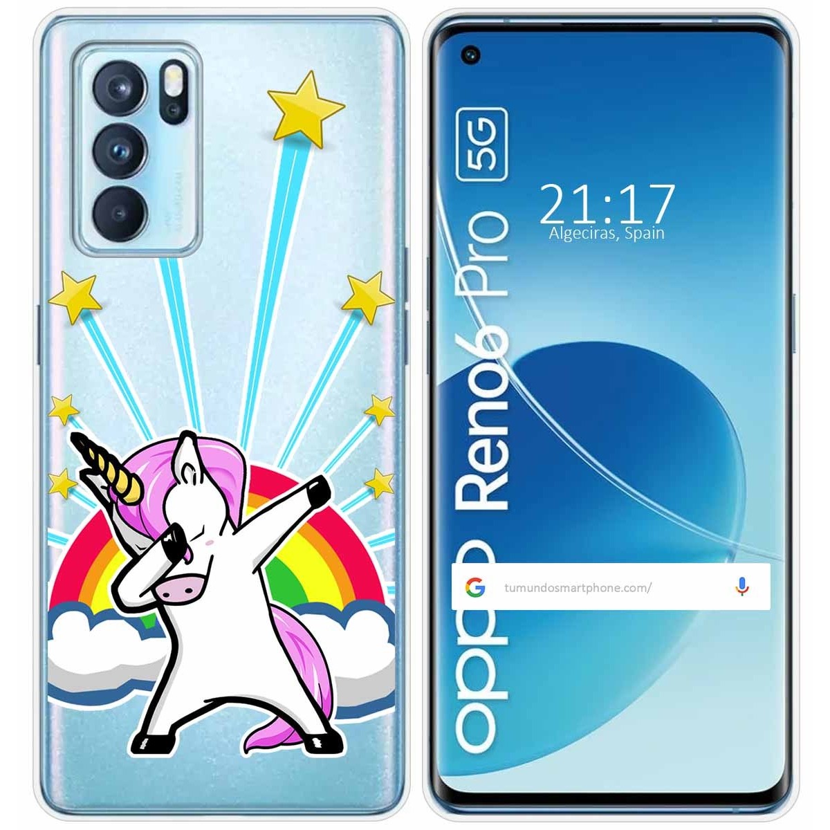 Funda Silicona Transparente para Oppo Reno 6 Pro 5G diseño Unicornio Dibujos