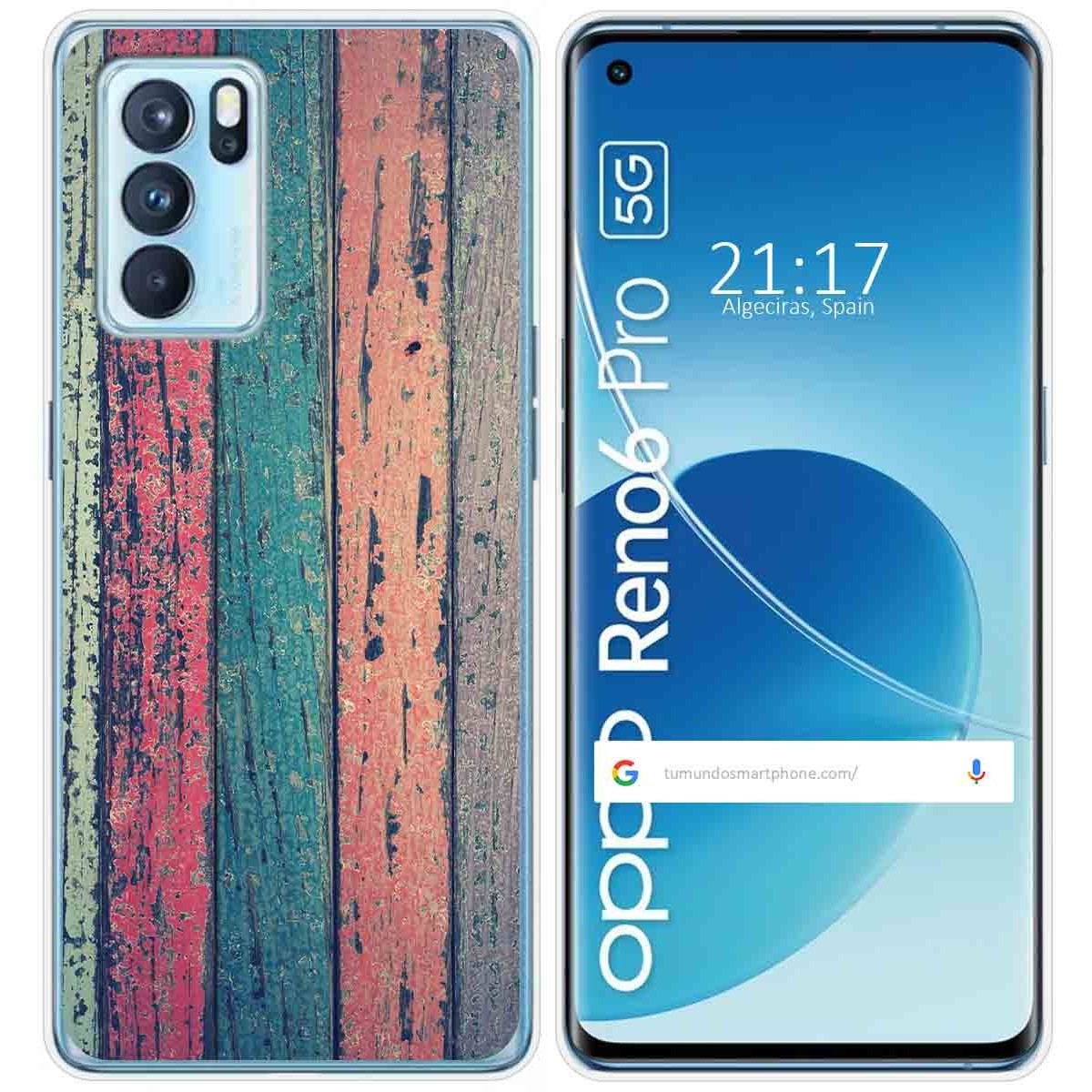 Funda Silicona para Oppo Reno 6 Pro 5G diseño Madera 10 Dibujos