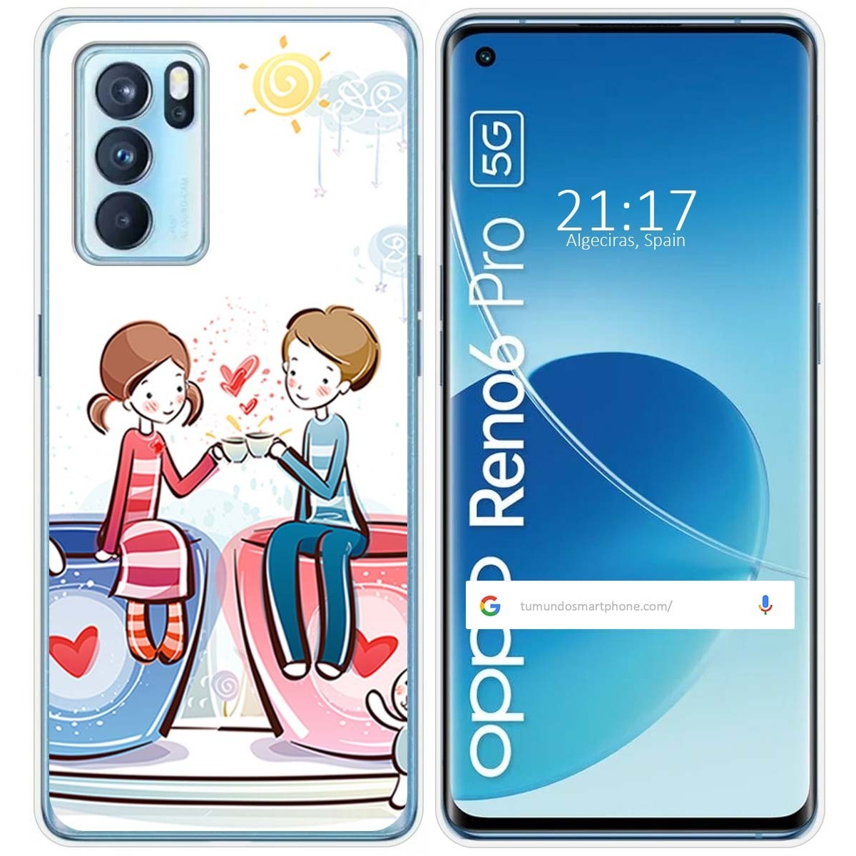 Funda Silicona para Oppo Reno 6 Pro 5G diseño Café Dibujos