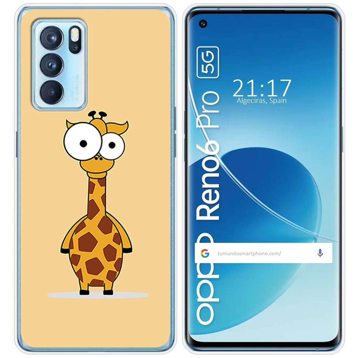 Funda Silicona para Oppo Reno 6 Pro 5G diseño Jirafa Dibujos