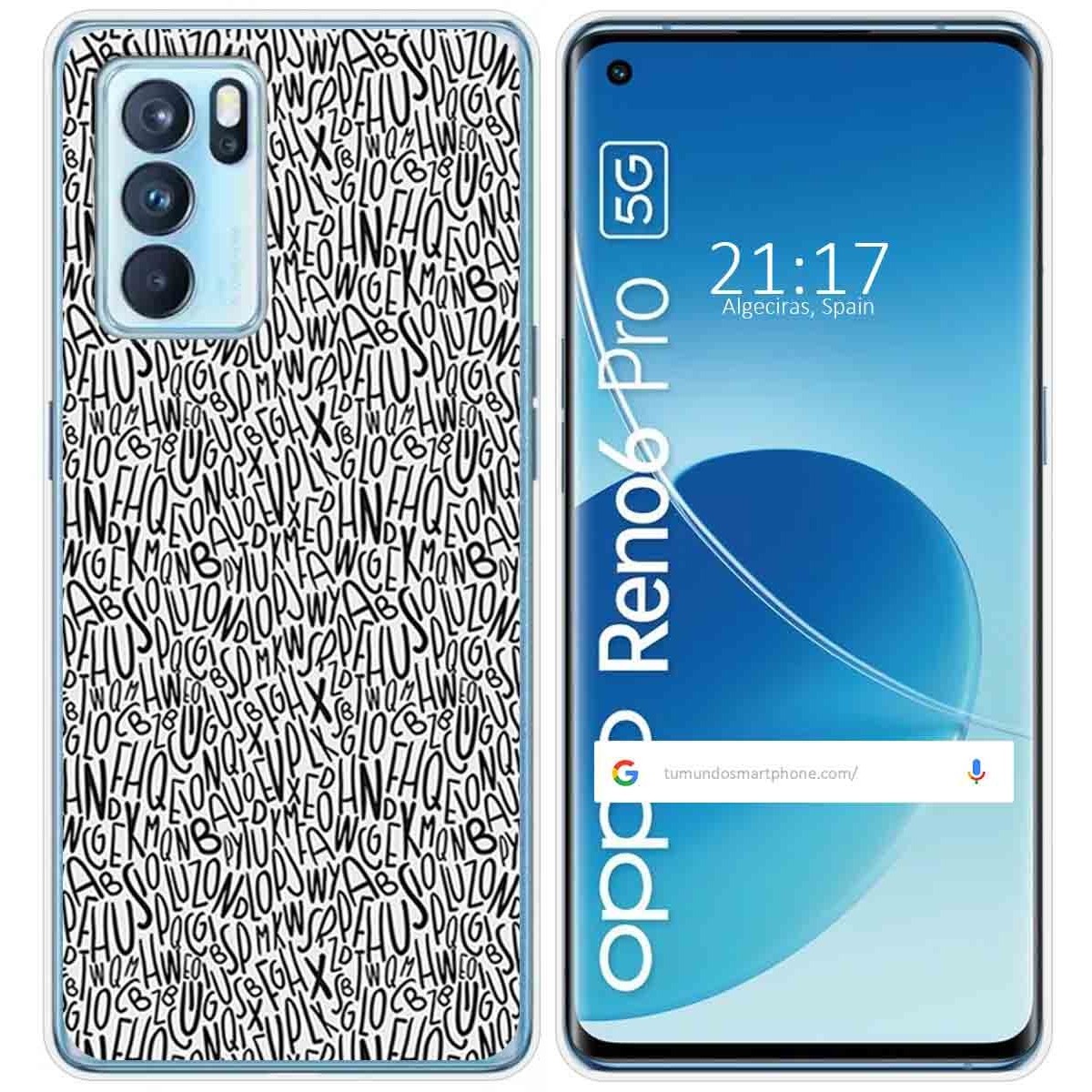 Funda Silicona para Oppo Reno 6 Pro 5G diseño Letras Dibujos