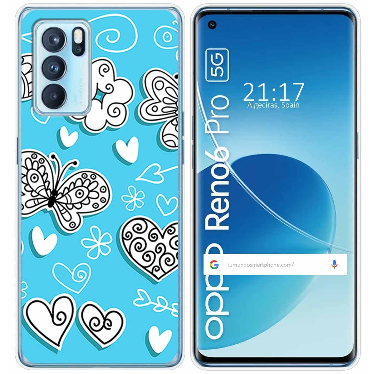 Funda Silicona para Oppo Reno 6 Pro 5G diseño Mariposas Dibujos