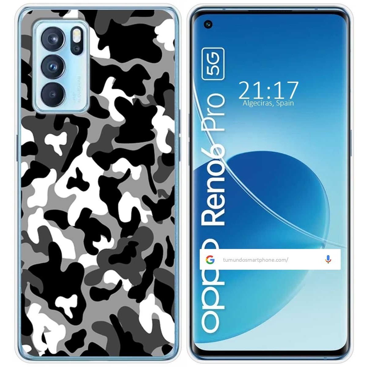 Funda Silicona para Oppo Reno 6 Pro 5G diseño Snow Camuflaje Dibujos