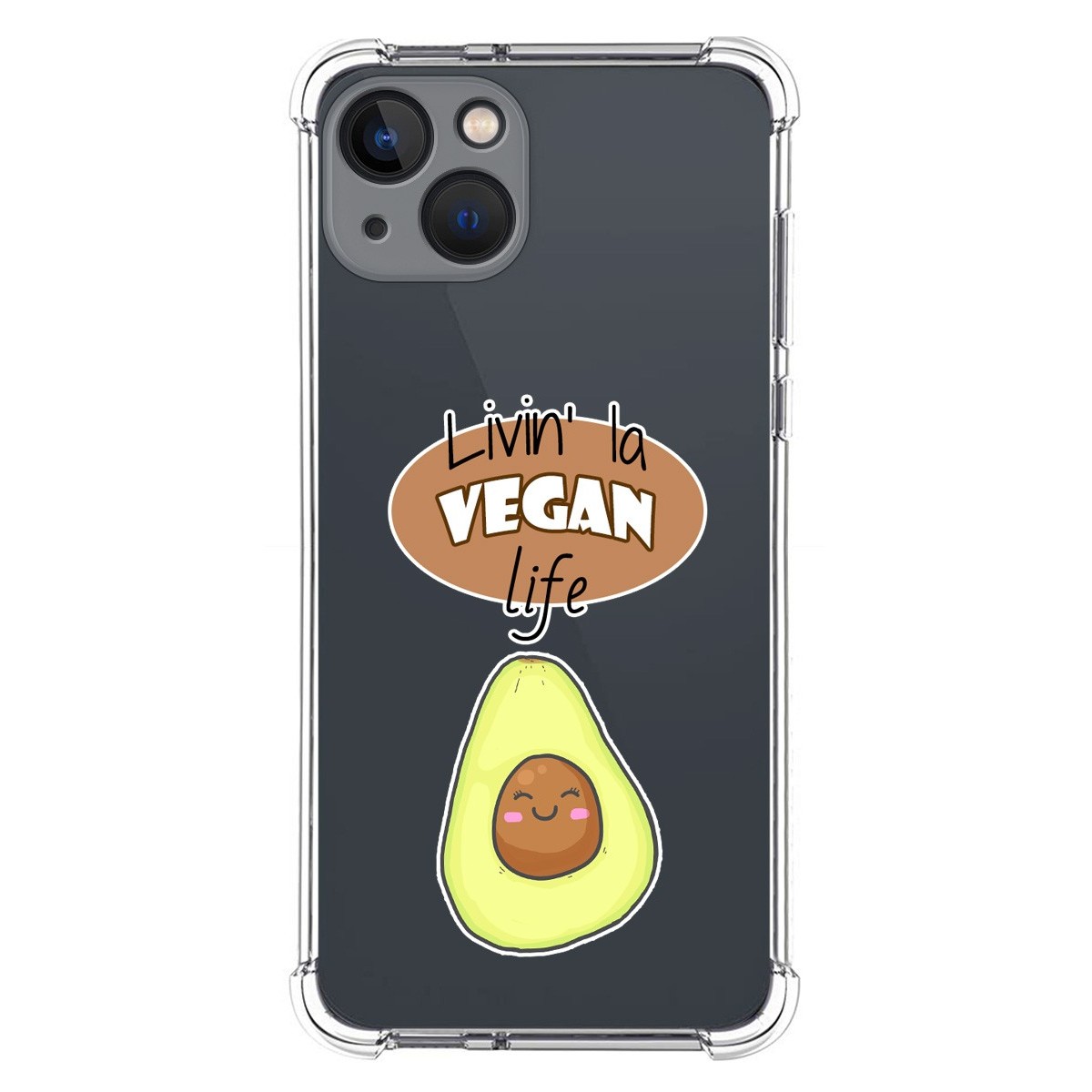 Funda Silicona Antigolpes compatible con Iphone 13 (6.1) diseño Vegan Life Dibujos