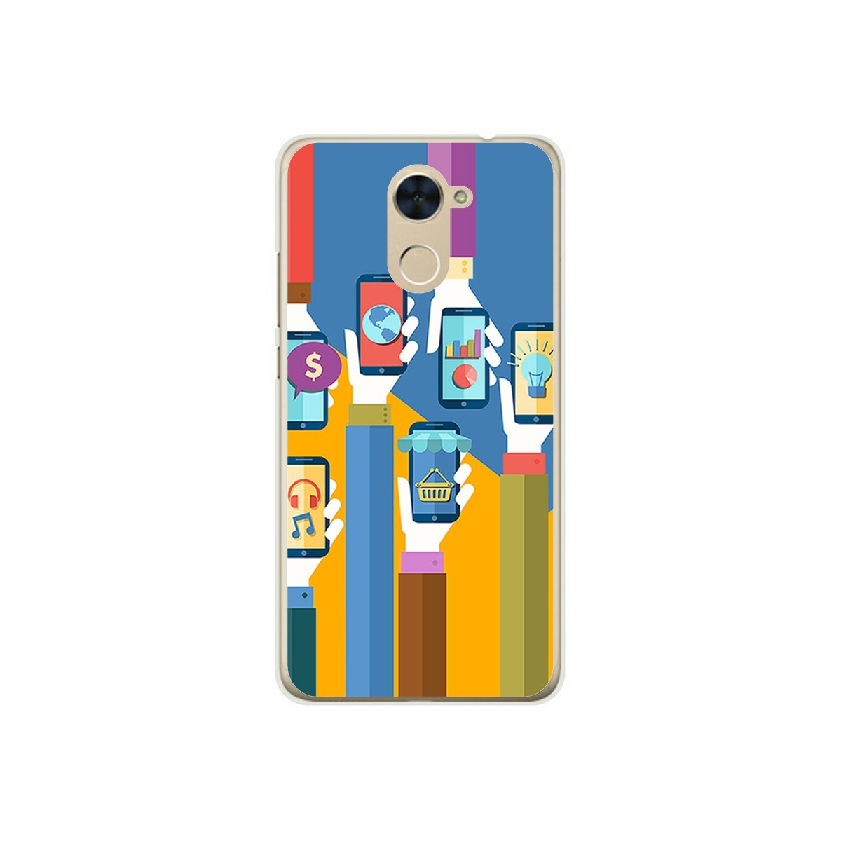 Funda Gel Tpu para Huawei Y7 Diseño Apps Dibujos