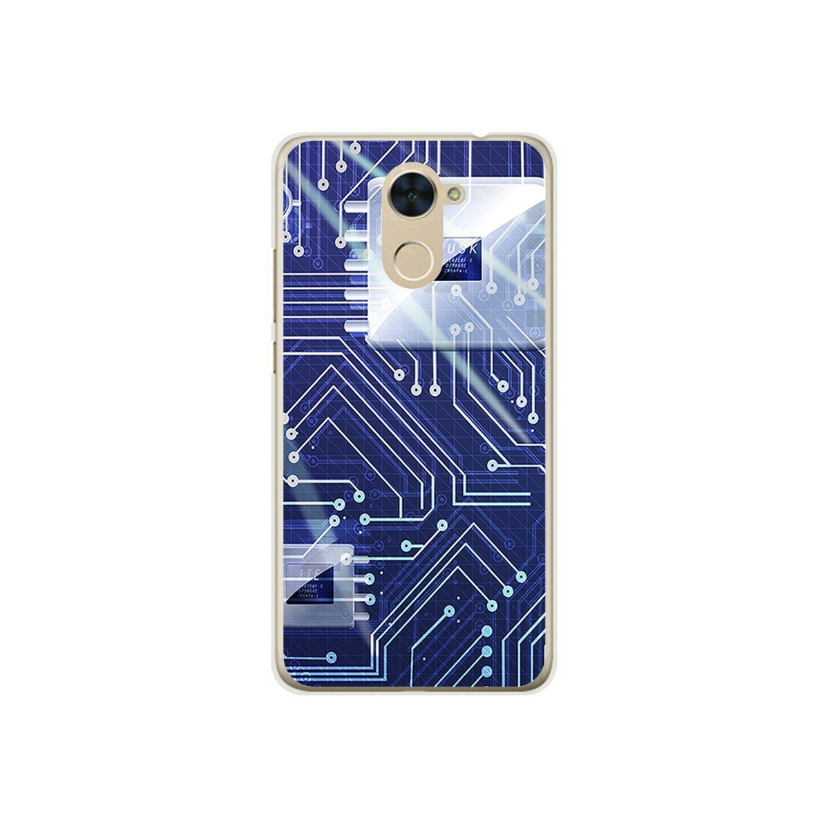 Funda Gel Tpu para Huawei Y7 Diseño Circuito Dibujos