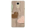 Funda Gel Tpu para Huawei Y7 Diseño Corazones Madera Dibujos