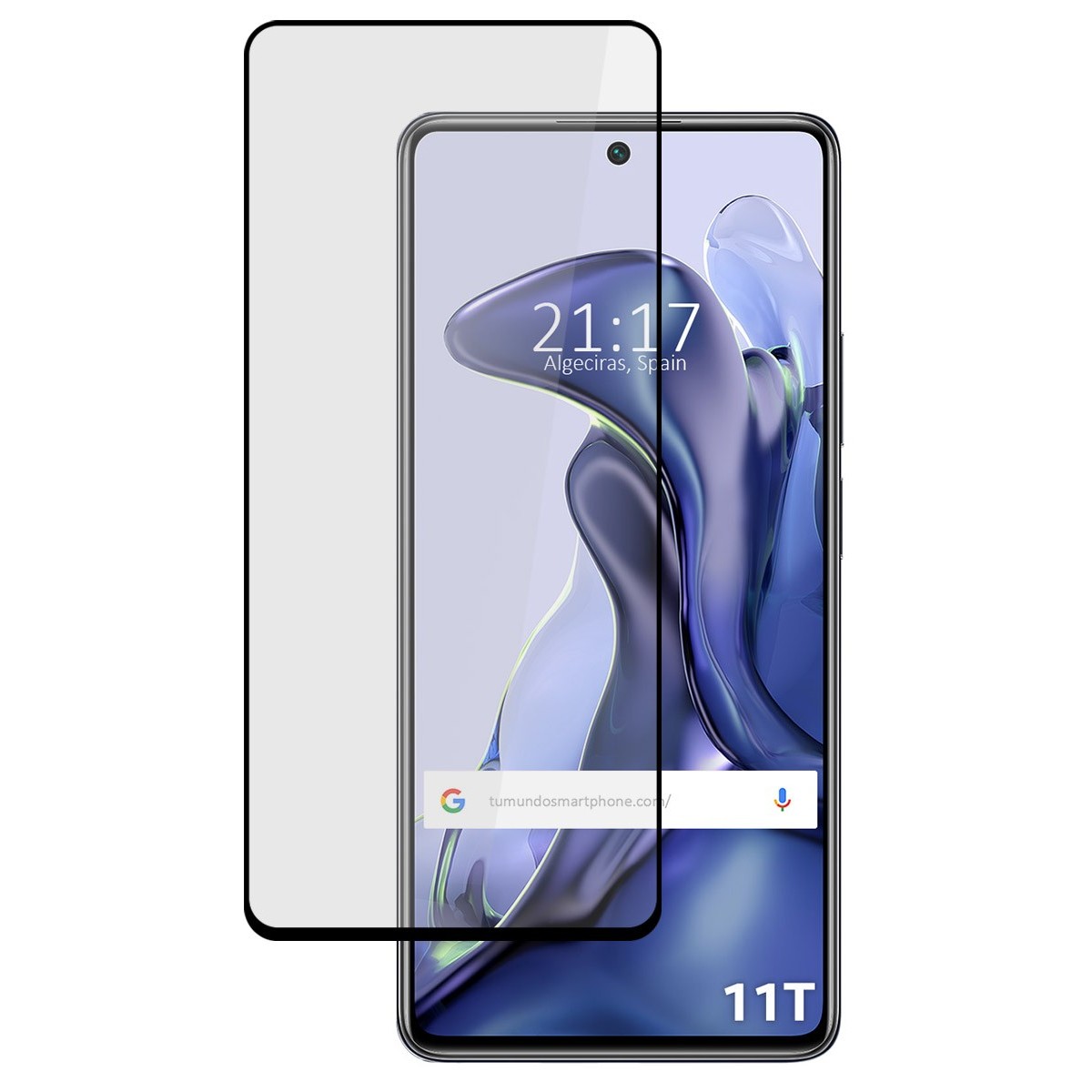 Protector Cristal Templado Completo 5D Full Glue Negro compatible con Xiaomi 11T 5G / 11T Pro 5G Vidrio
