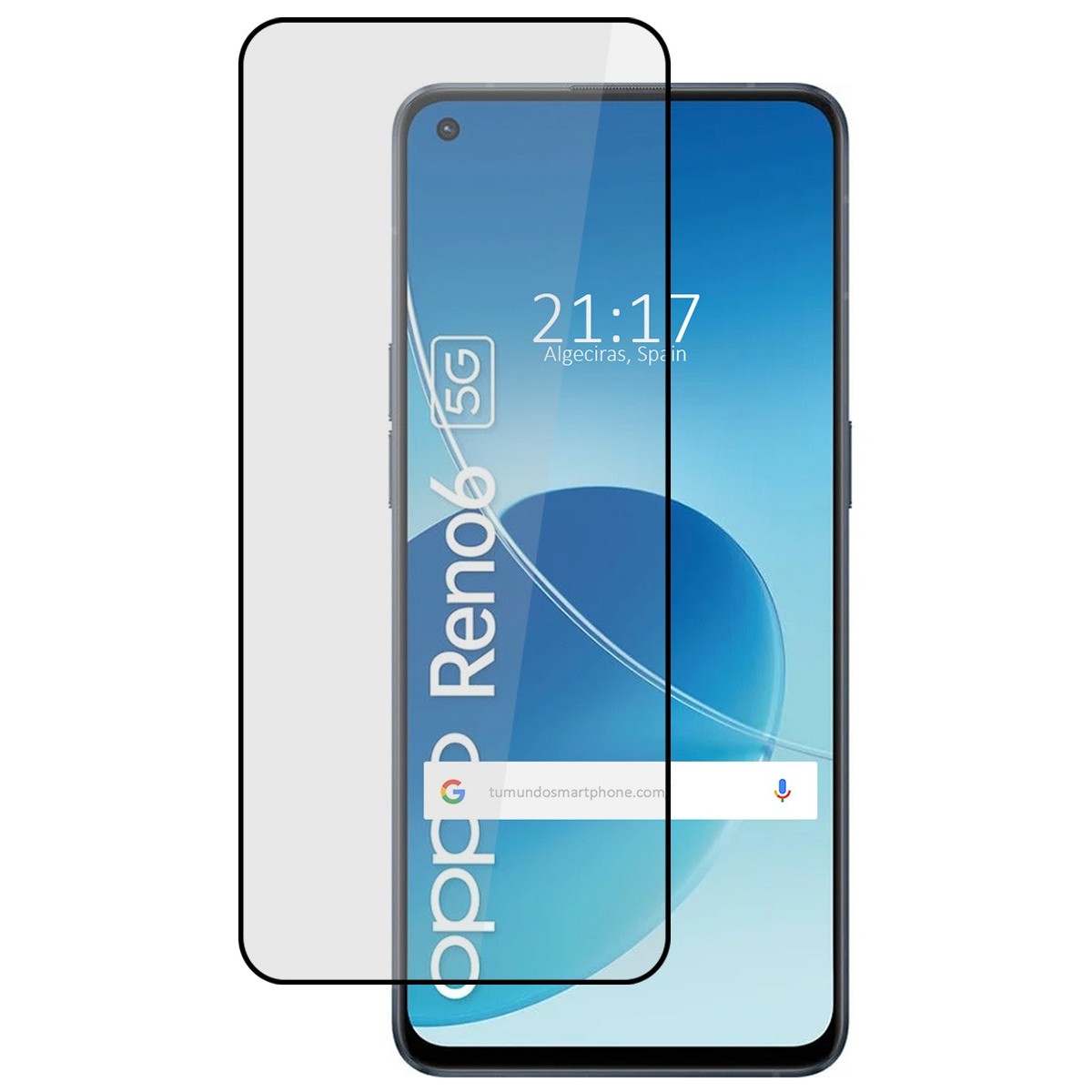 Protector Cristal Templado Completo 5D Full Glue Negro compatible con Oppo Reno 6 5G Vidrio