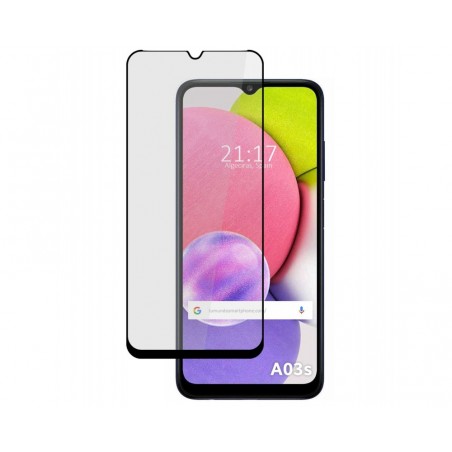 Protector Cristal Templado Completo 5D Full Glue Negro compatible con Samsung Galaxy A03s Vidrio