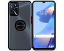 Funda Mate con Borde Negro y Anillo Giratorio 360 para Oppo A16 / A16s