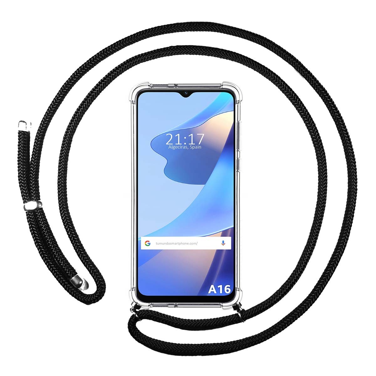 Funda Colgante Transparente para Oppo A16 / A16s con Cordon Negro