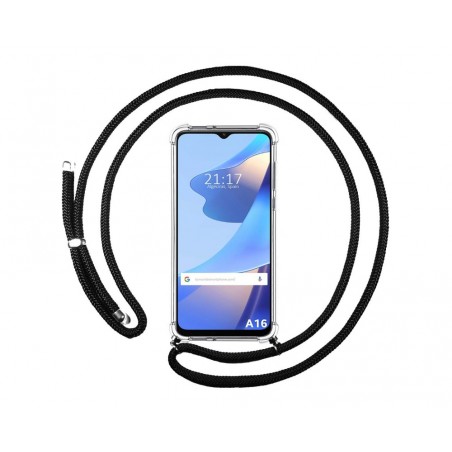 Funda Colgante Transparente para Oppo A16 / A16s con Cordon Negro