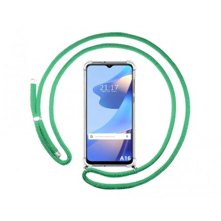 Funda Colgante Transparente para Oppo A16 / A16s con Cordon Verde Agua