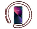Funda Colgante Transparente compatible con Iphone 13 (6.1) con Cordon Rosa / Dorado