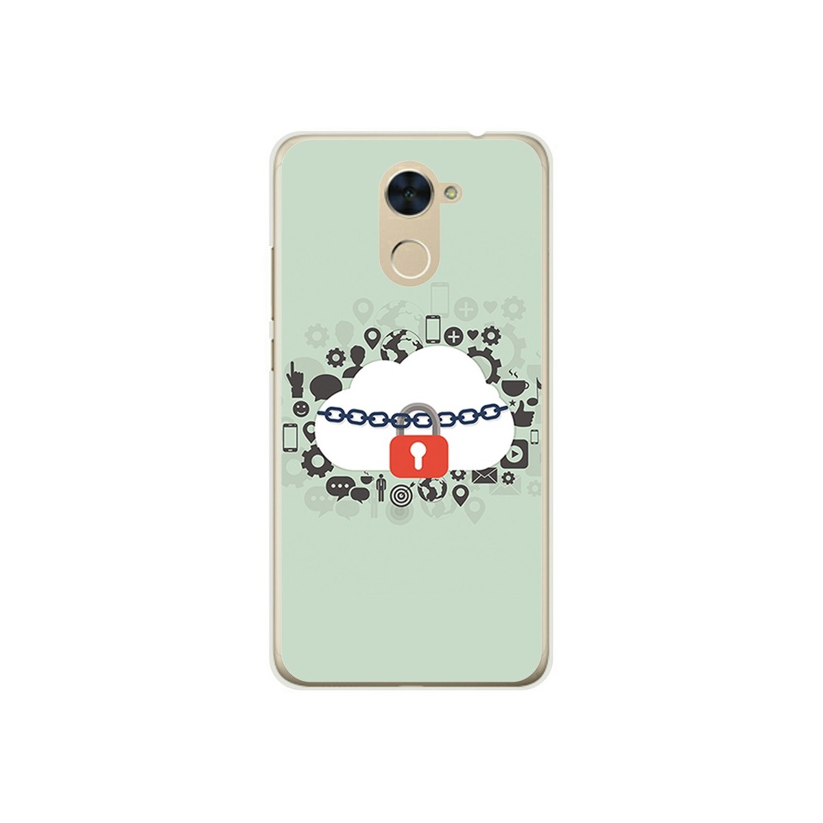 Funda Gel Tpu para Huawei Y7 Diseño Nube Dibujos