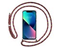 Funda Colgante Transparente compatible con Iphone 13 Mini (5.4) con Cordon Rosa / Dorado