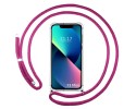 Funda Colgante Transparente compatible con Iphone 13 Mini (5.4) con Cordon Rosa Fucsia