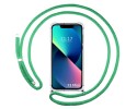 Funda Colgante Transparente compatible con Iphone 13 Mini (5.4) con Cordon Verde Agua