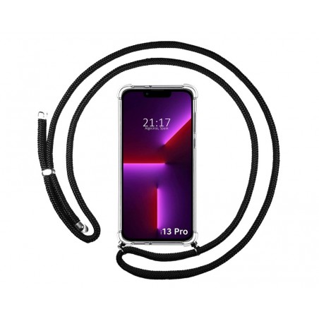 Funda Colgante Transparente compatible con Iphone 13 Pro (6.1) con Cordon Negro