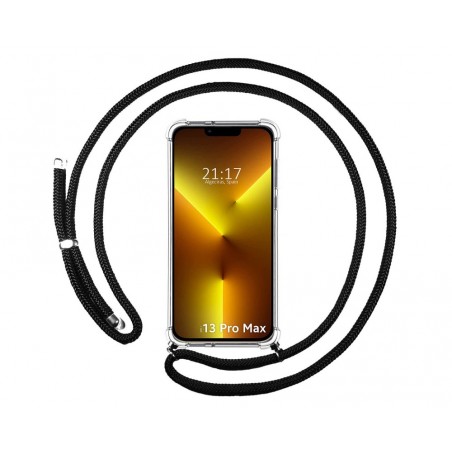 Funda Colgante Transparente compatible con Iphone 13 Pro Max (6.7) con Cordon Negro