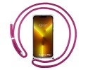 Funda Colgante Transparente compatible con Iphone 13 Pro Max (6.7) con Cordon Rosa Fucsia
