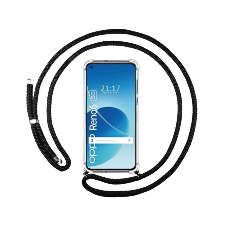 Funda Colgante Transparente para Oppo Reno 6 5G con Cordon Negro