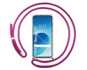 Funda Colgante Transparente para Oppo Reno 6 5G con Cordon Rosa Fucsia