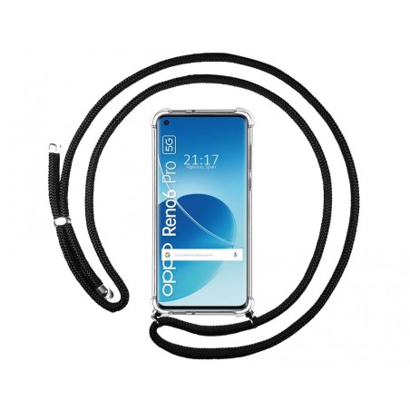 Funda Colgante Transparente para Oppo Reno 6 Pro 5G con Cordon Negro