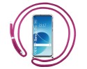 Funda Colgante Transparente para Oppo Reno 6 Pro 5G con Cordon Rosa Fucsia