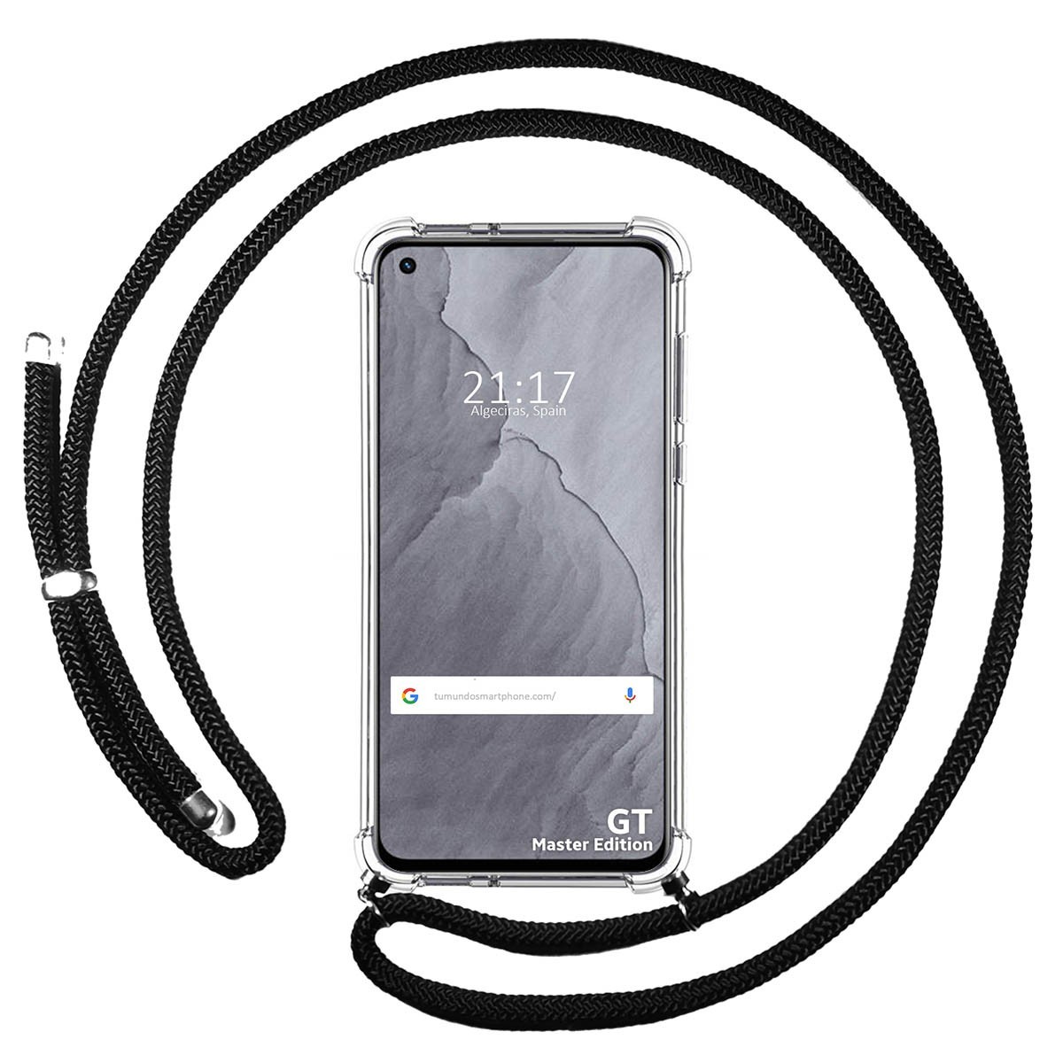 Funda Colgante Transparente para Realme GT Master Edition con Cordon Negro