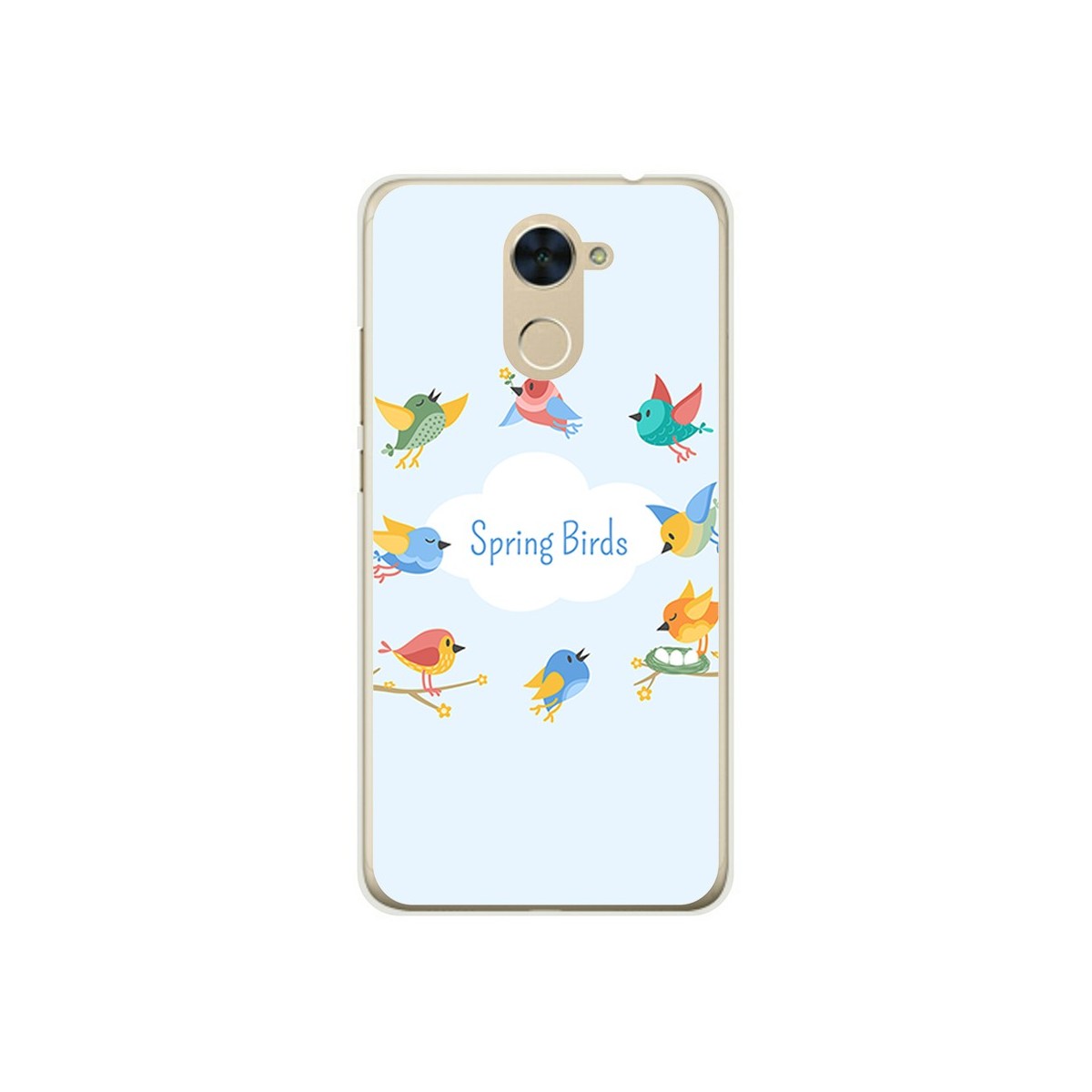 Funda Gel Tpu para Huawei Y7 Diseño Spring Birds Dibujos