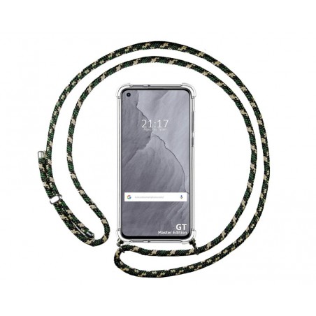 Funda Colgante Transparente para Realme GT Master Edition con Cordon Verde / Dorado