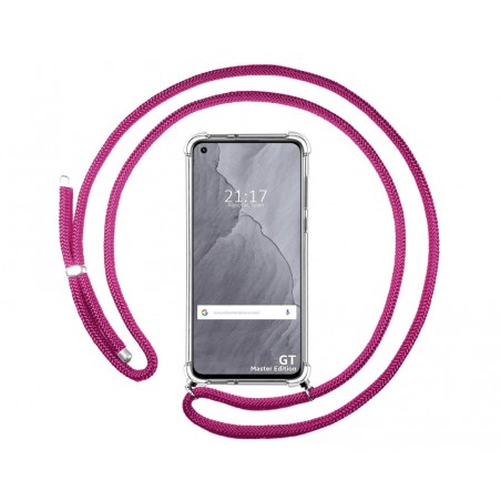 Funda Colgante Transparente para Realme GT Master Edition con Cordon Rosa Fucsia