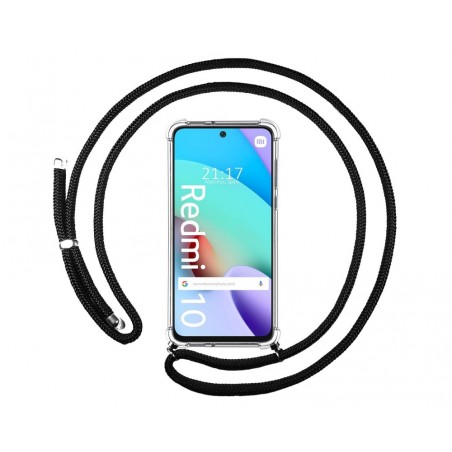 Funda Colgante Transparente para Xiaomi Redmi 10 (2021/2022) con Cordon Negro
